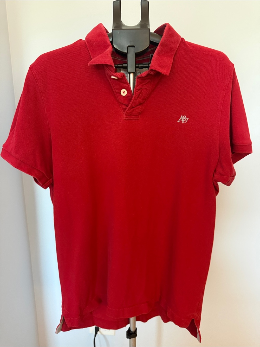 Aeropostale Red Men's Polo with Subtle A87 Logo